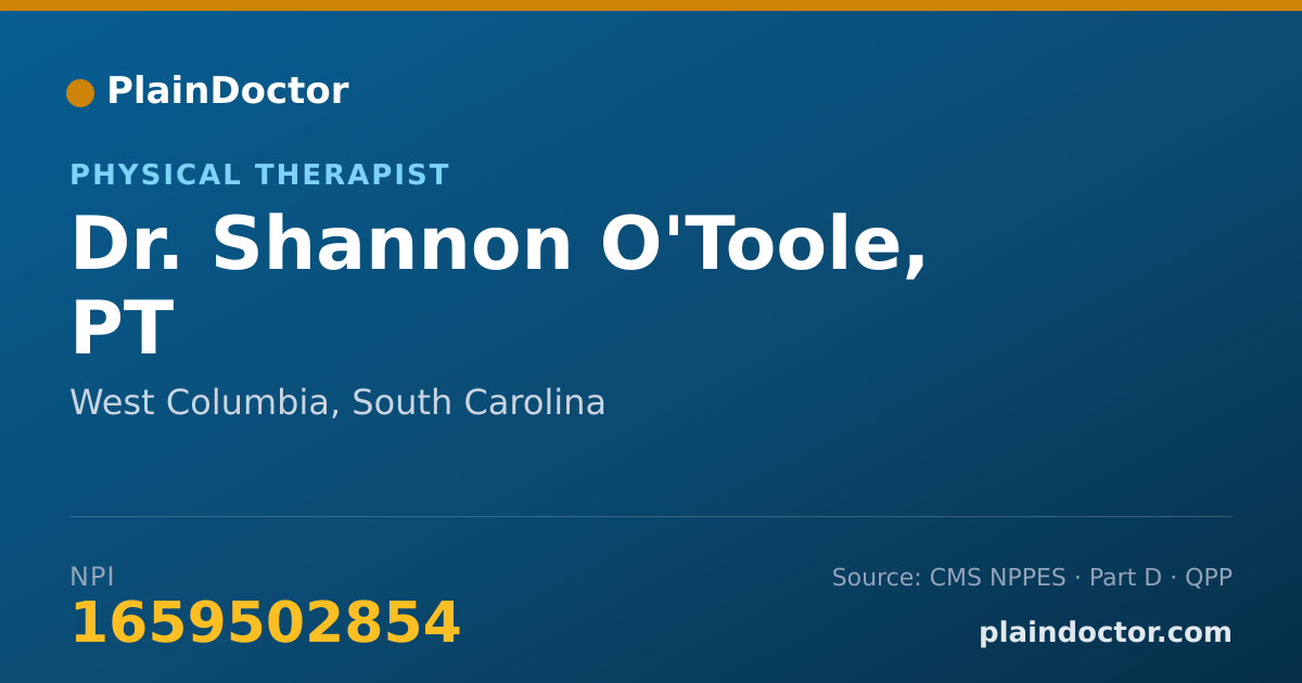 Shareable card for Shannon O'Toole, PT - Physical Therapist, West Columbia, SC