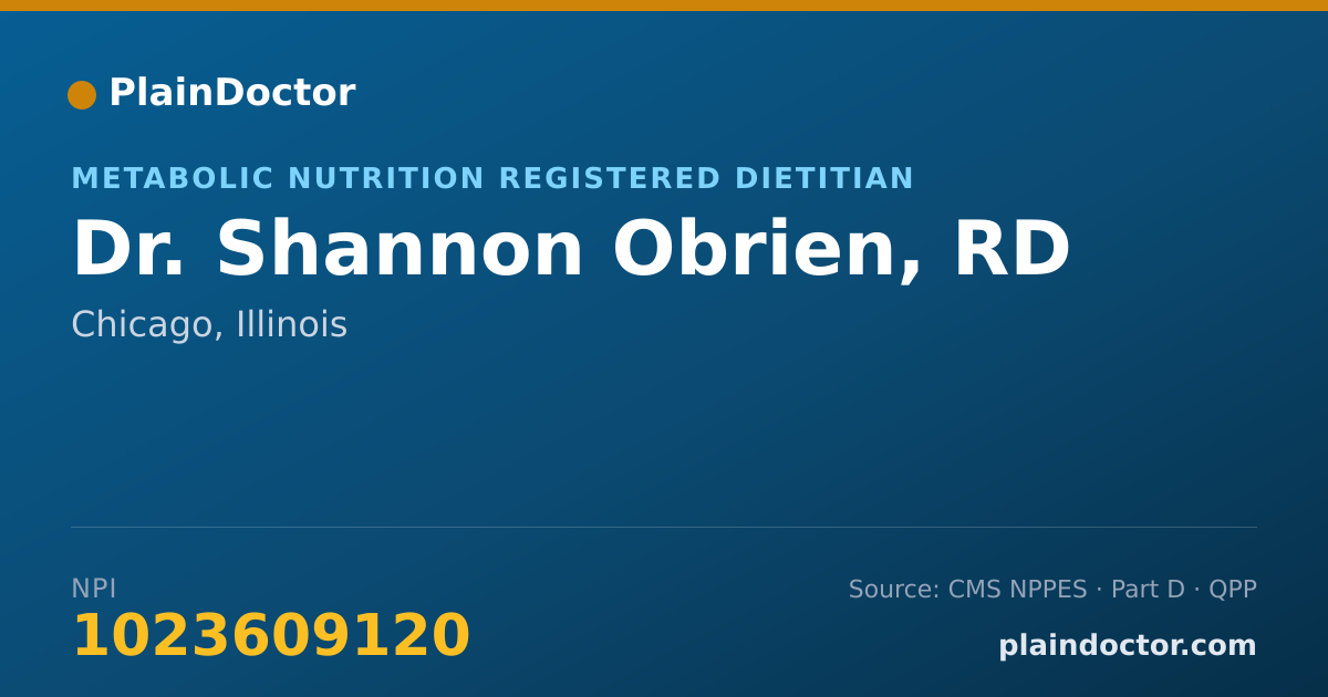 Shareable card for Shannon Obrien, RD - Metabolic Nutrition Registered Dietitian, Chicago, IL
