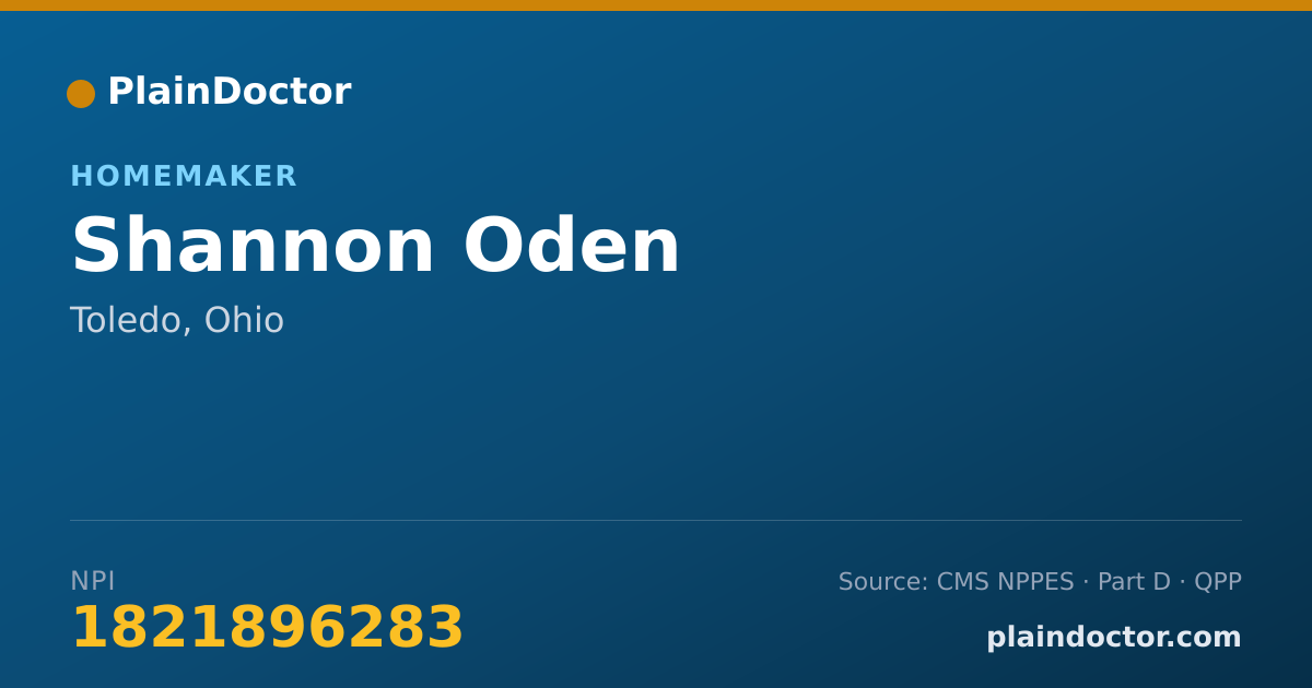 Shareable card for Shannon Oden - Homemaker, Toledo, OH