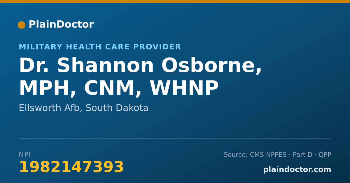Shareable card for Shannon Osborne, MPH, CNM, WHNP - Military Health Care Provider, Ellsworth Afb, SD