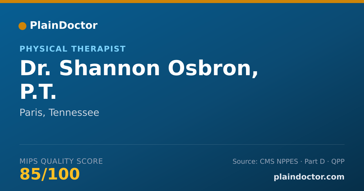 Shareable card for Shannon Osbron, P.T. - Physical Therapist, Paris, TN