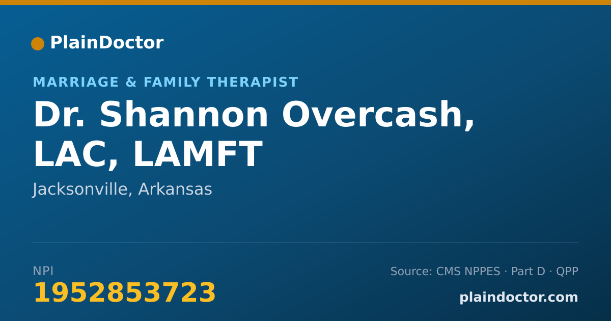 Shareable card for Shannon Overcash, LAC, LAMFT - Marriage & Family Therapist, Jacksonville, AR