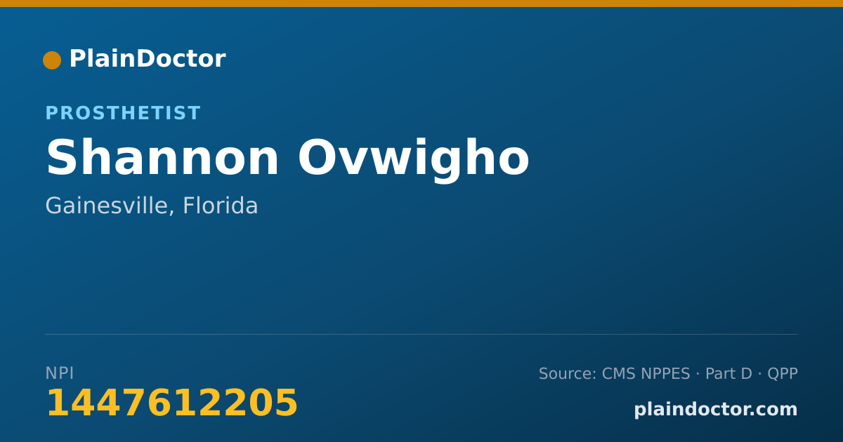Shareable card for Shannon Ovwigho - Prosthetist, Gainesville, FL