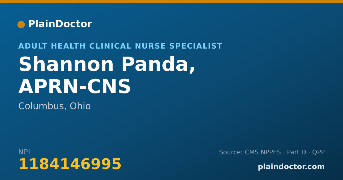 Shareable card for Shannon Panda, APRN-CNS - Adult Health Clinical Nurse Specialist, Columbus, OH