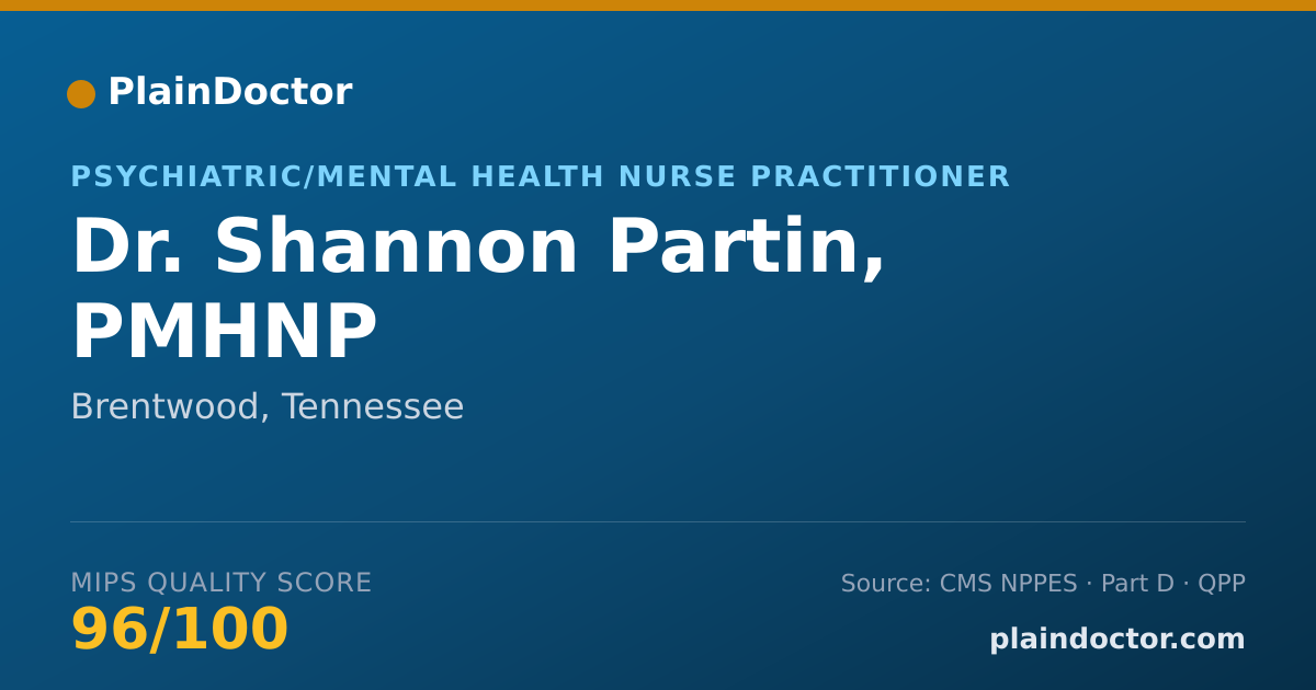 Shareable card for Shannon Partin, PMHNP - Psychiatric/Mental Health Nurse Practitioner, Brentwood, TN