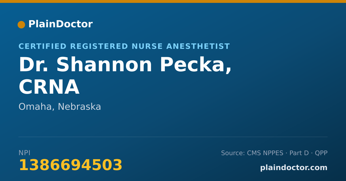 Shareable card for Shannon Pecka, CRNA - Certified Registered Nurse Anesthetist, Omaha, NE