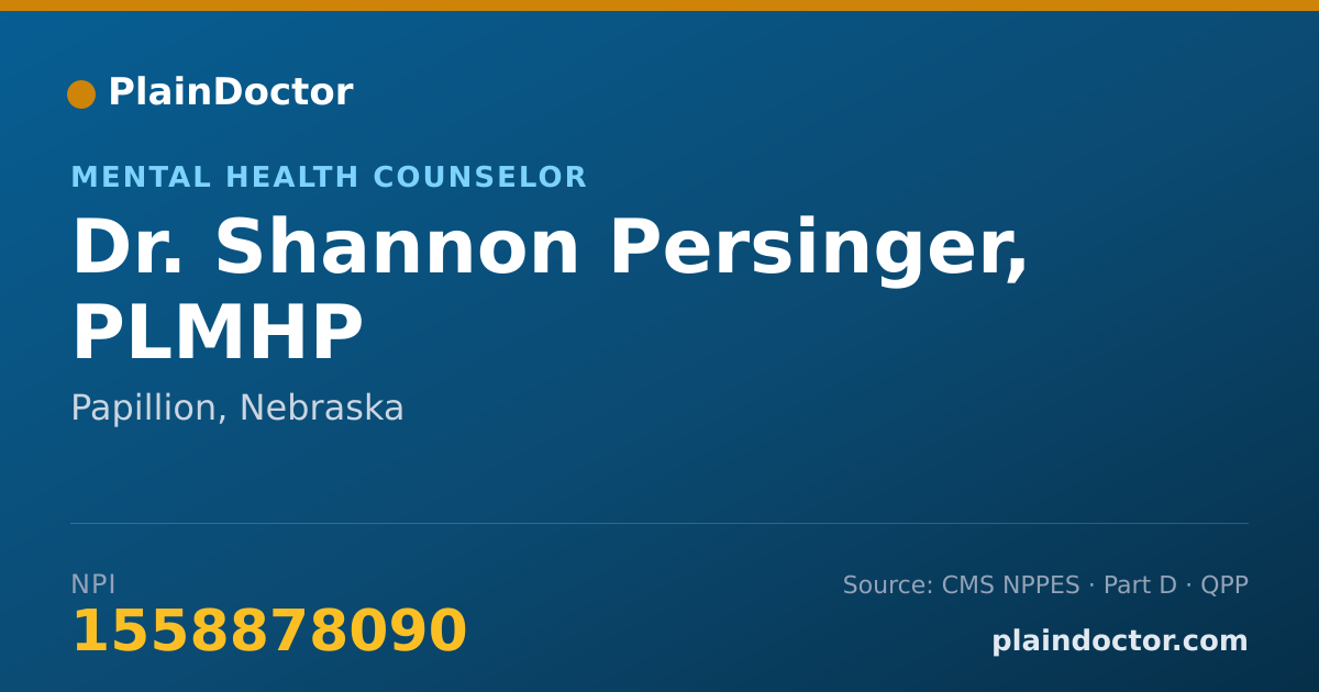 Shareable card for Shannon Persinger, PLMHP - Mental Health Counselor, Papillion, NE