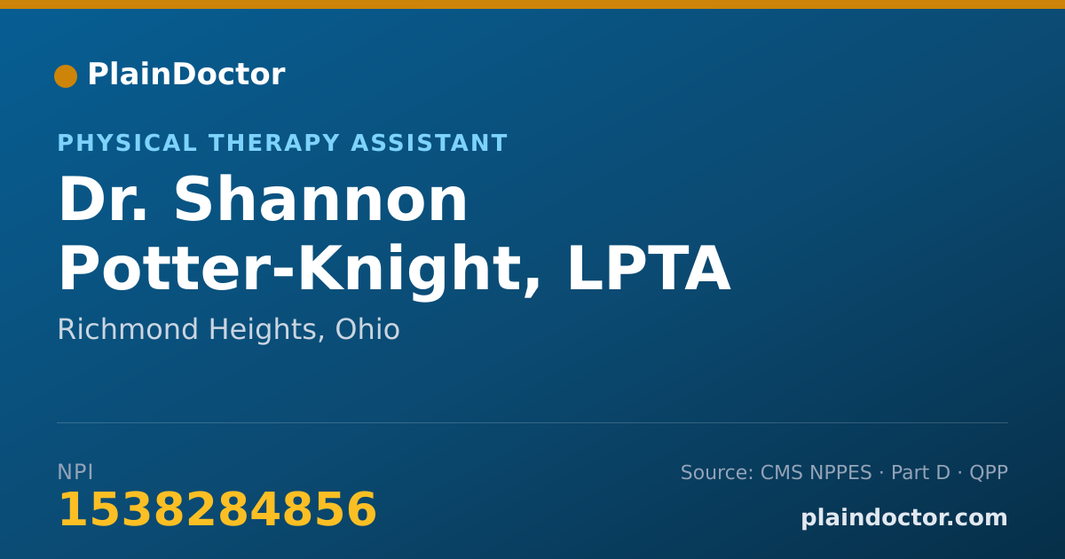 Shareable card for Shannon Potter-Knight, LPTA - Physical Therapy Assistant, Richmond Heights, OH