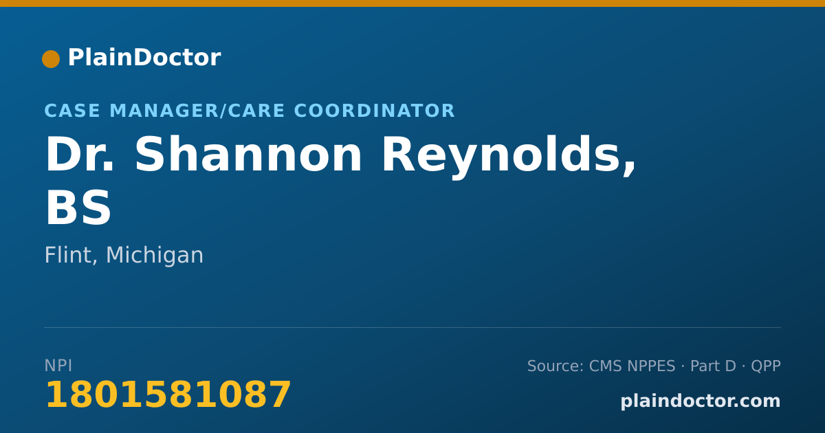 Shareable card for Shannon Reynolds, BS - Case Manager/Care Coordinator, Flint, MI