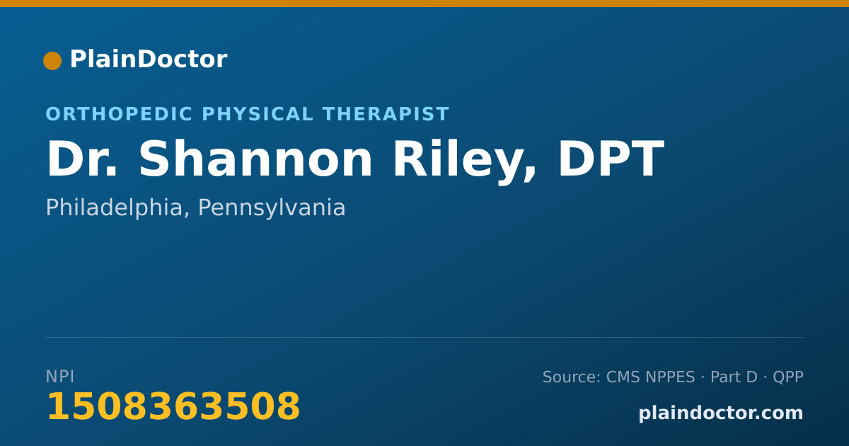Shareable card for Shannon Riley, DPT - Orthopedic Physical Therapist, Philadelphia, PA