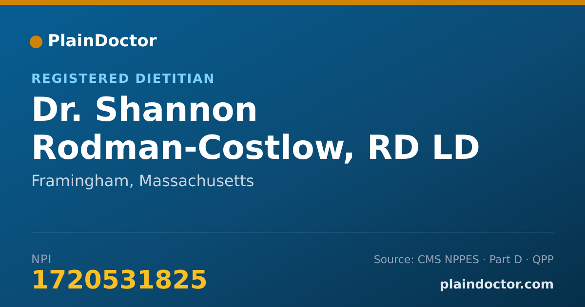 Shareable card for Shannon Rodman-Costlow, RD LD - Registered Dietitian, Framingham, MA