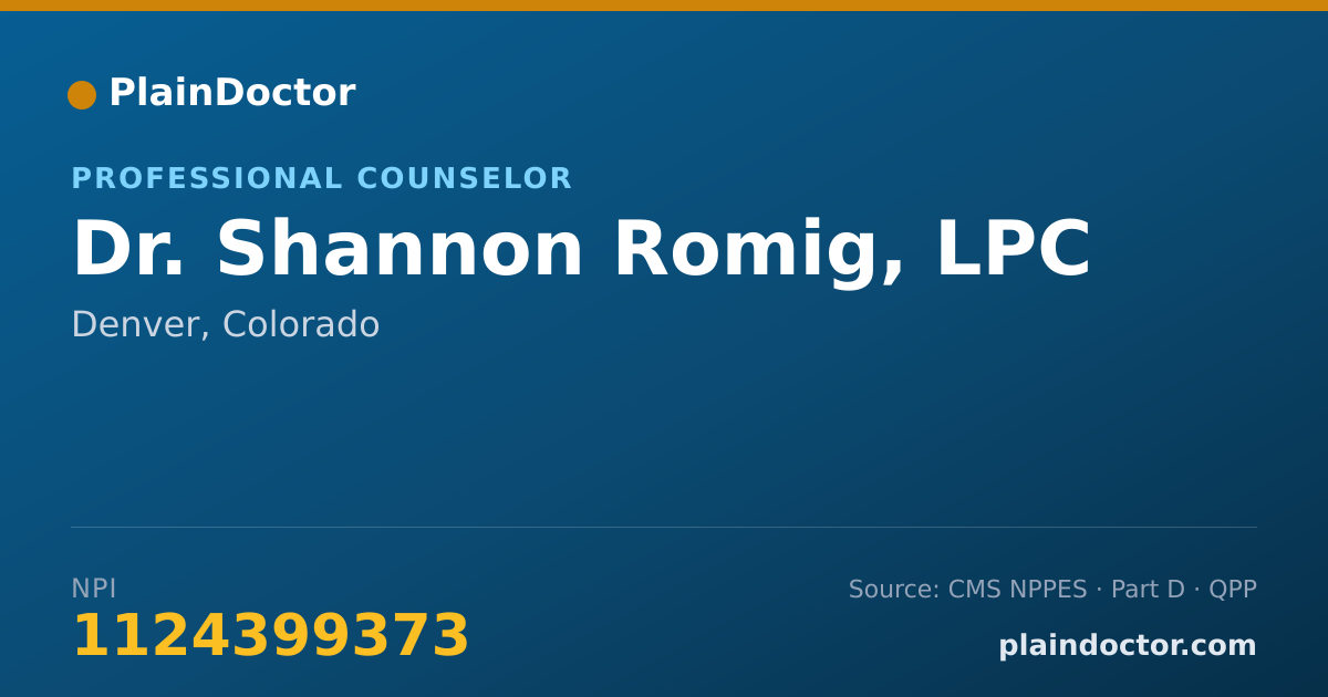 Shareable card for Shannon Romig, LPC - Professional Counselor, Denver, CO