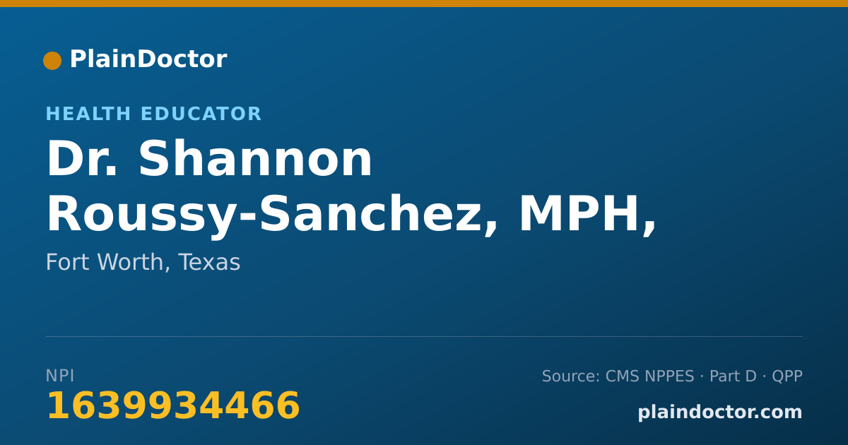 Shareable card for Shannon Roussy-Sanchez, MPH, CHES - Health Educator, Fort Worth, TX