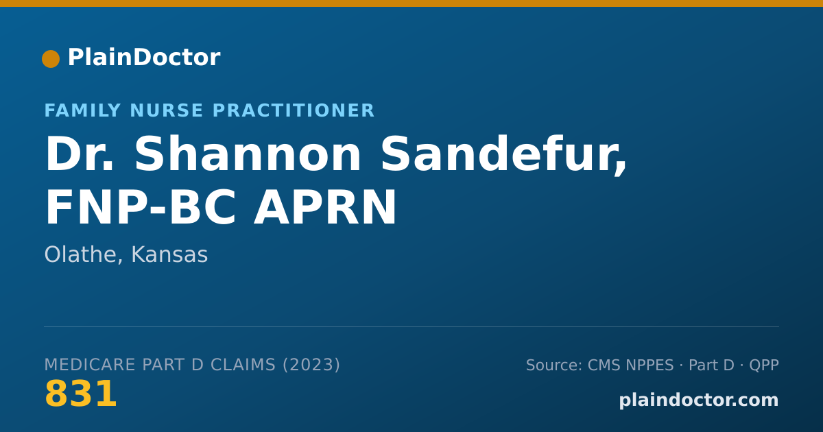 Shareable card for Shannon Sandefur, FNP-BC APRN - Family Nurse Practitioner, Olathe, KS