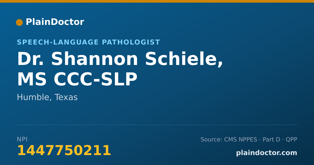 Shareable card for Shannon Schiele, MS CCC-SLP - Speech-Language Pathologist, Humble, TX