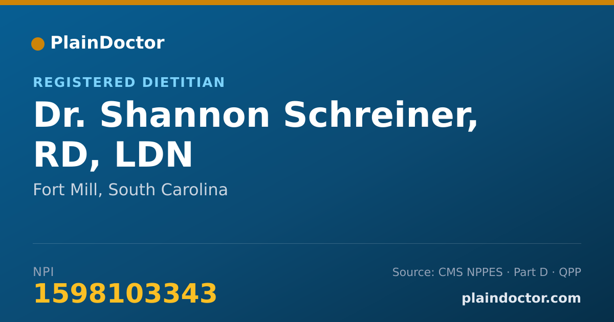 Shareable card for Shannon Schreiner, RD, LDN - Registered Dietitian, Fort Mill, SC