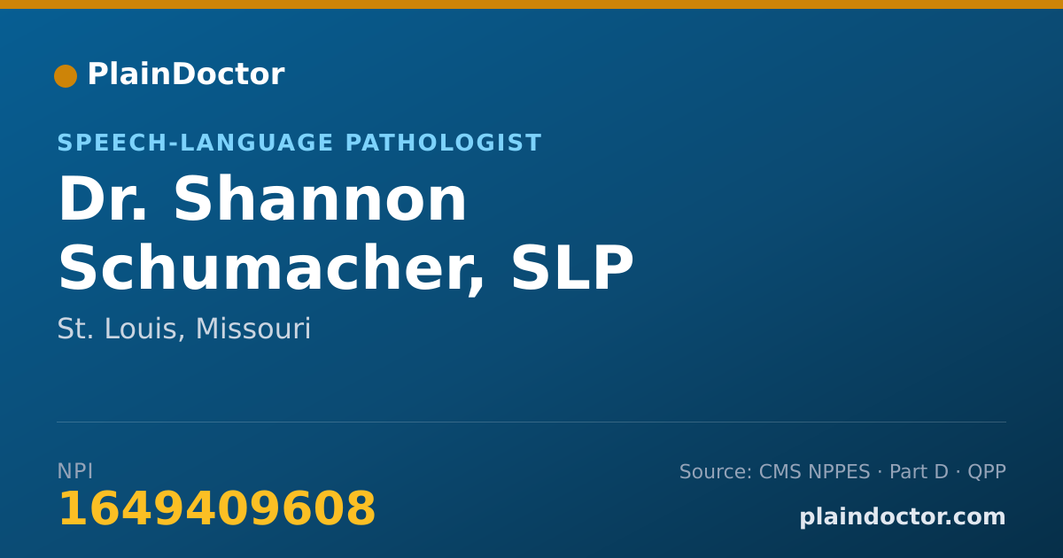 Shareable card for Shannon Schumacher, SLP - Speech-Language Pathologist, St. Louis, MO