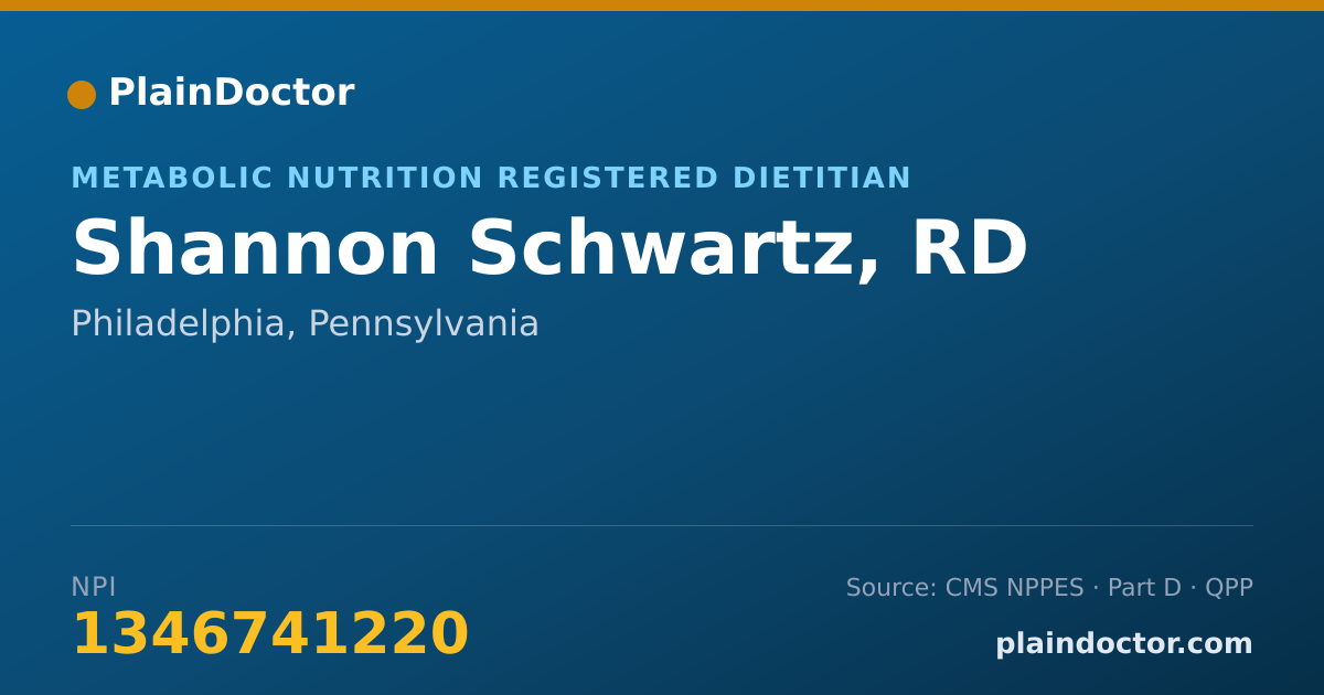 Shareable card for Shannon Schwartz, RD - Metabolic Nutrition Registered Dietitian, Philadelphia, PA