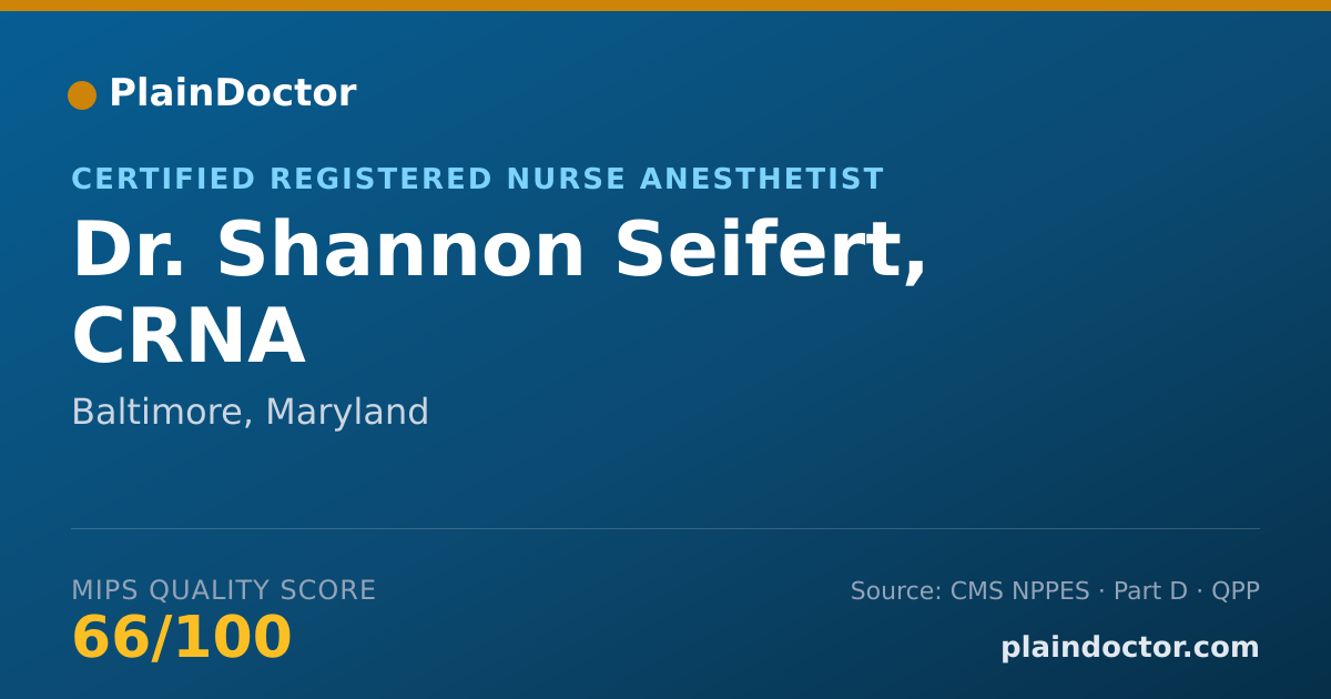 Shareable card for Shannon Seifert, CRNA - Certified Registered Nurse Anesthetist, Baltimore, MD