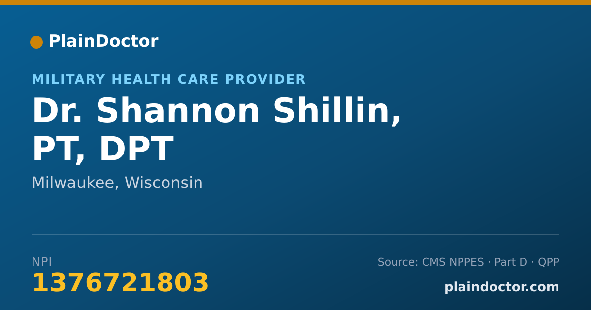 Shareable card for Shannon Shillin, PT, DPT - Military Health Care Provider, Milwaukee, WI