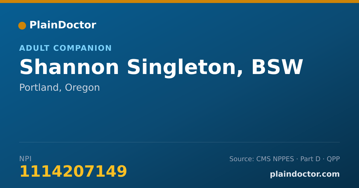 Shareable card for Shannon Singleton, BSW - Adult Companion, Portland, OR