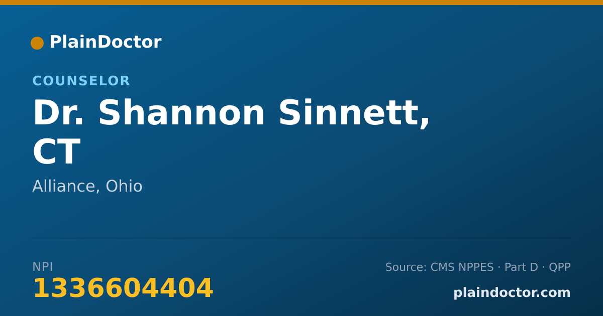 Shareable card for Shannon Sinnett, CT - Counselor, Alliance, OH