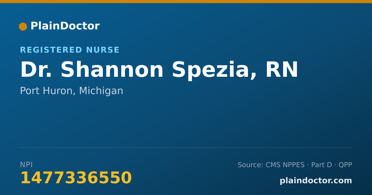Shareable card for Shannon Spezia, RN - Registered Nurse, Port Huron, MI