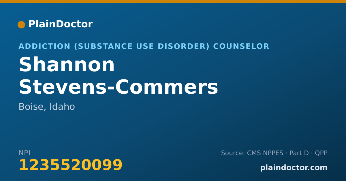 Shareable card for Shannon Stevens-Commers - Addiction (Substance Use Disorder) Counselor, Boise, ID