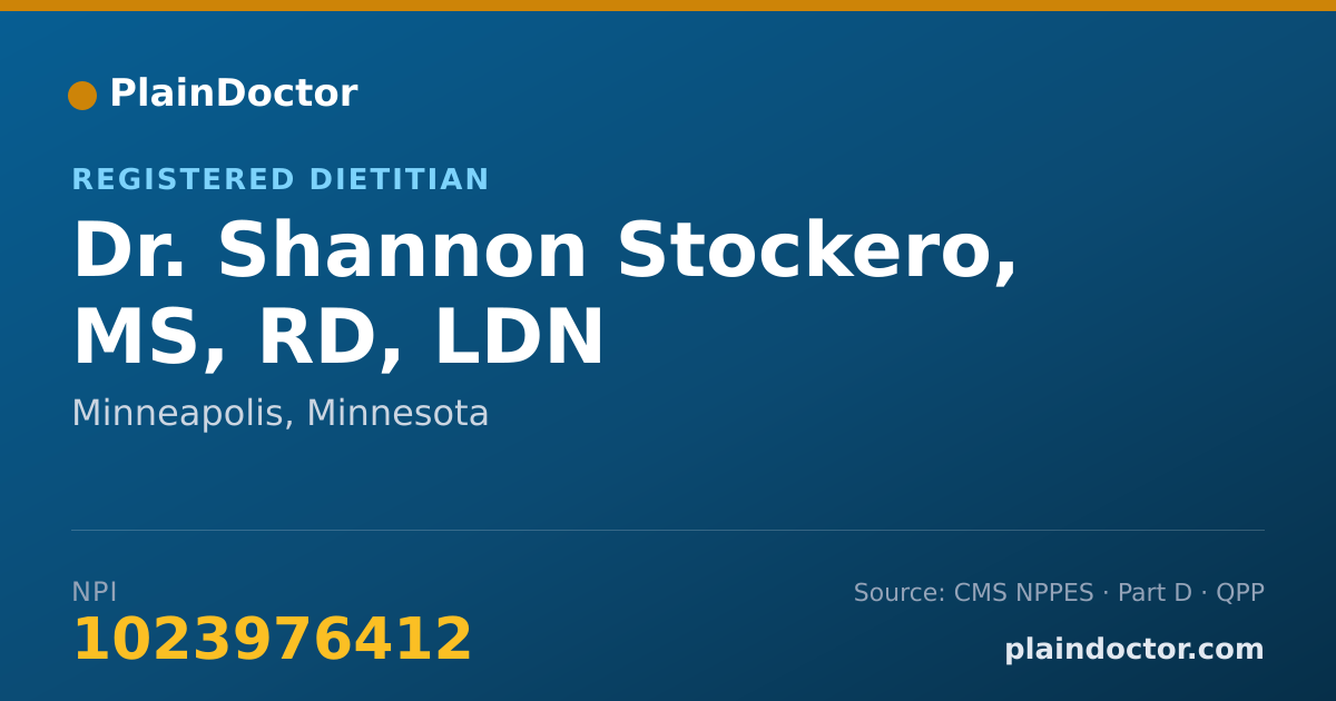 Shareable card for Shannon Stockero, MS, RD, LDN - Registered Dietitian, Minneapolis, MN
