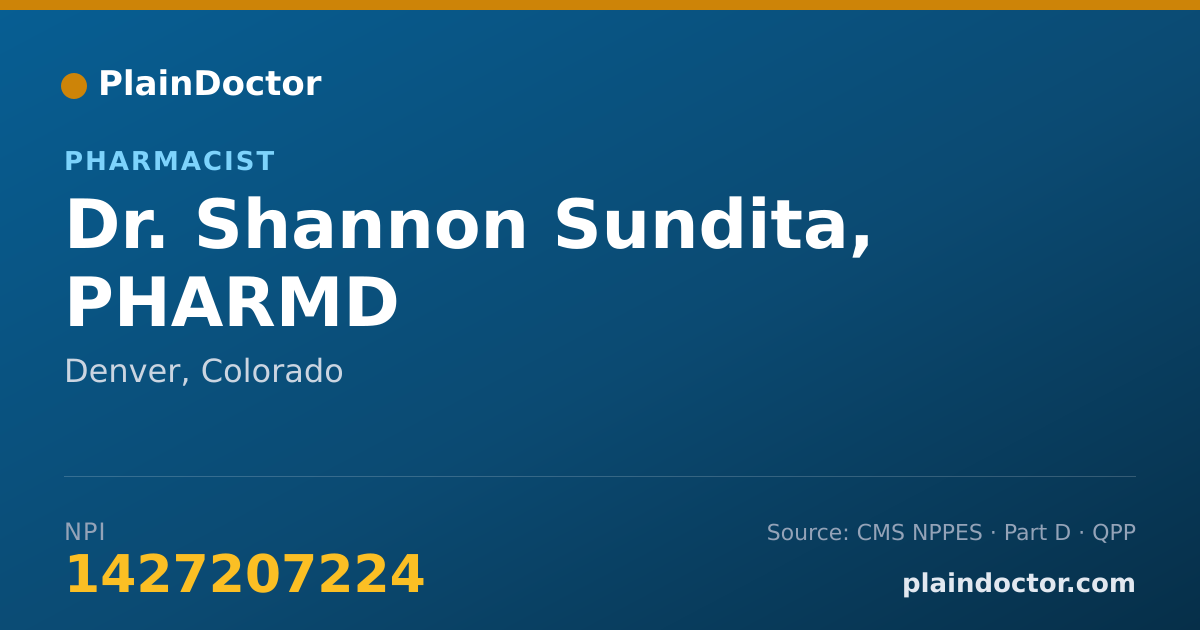 Shareable card for Shannon Sundita, PHARMD - Pharmacist, Denver, CO