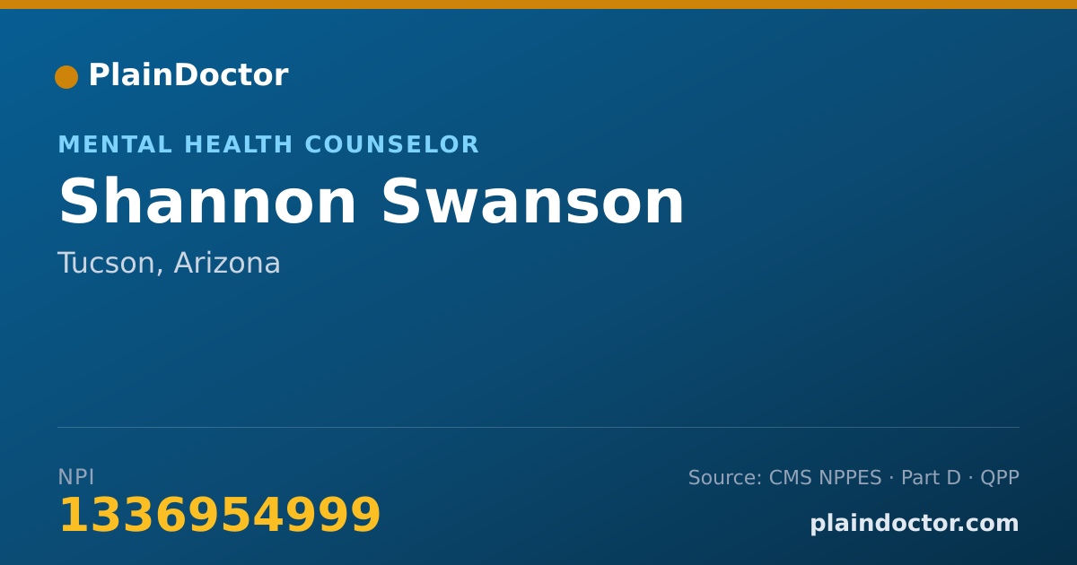 Shareable card for Shannon Swanson - Mental Health Counselor, Tucson, AZ
