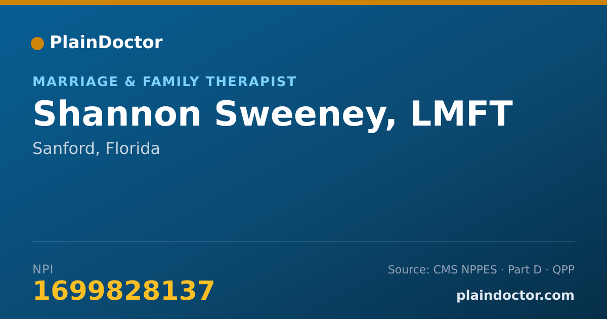 Shareable card for Shannon Sweeney, LMFT - Marriage & Family Therapist, Sanford, FL