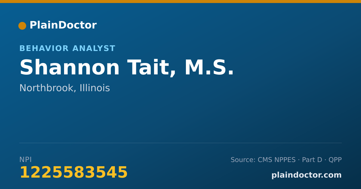 Shareable card for Shannon Tait, M.S. - Behavior Analyst, Northbrook, IL