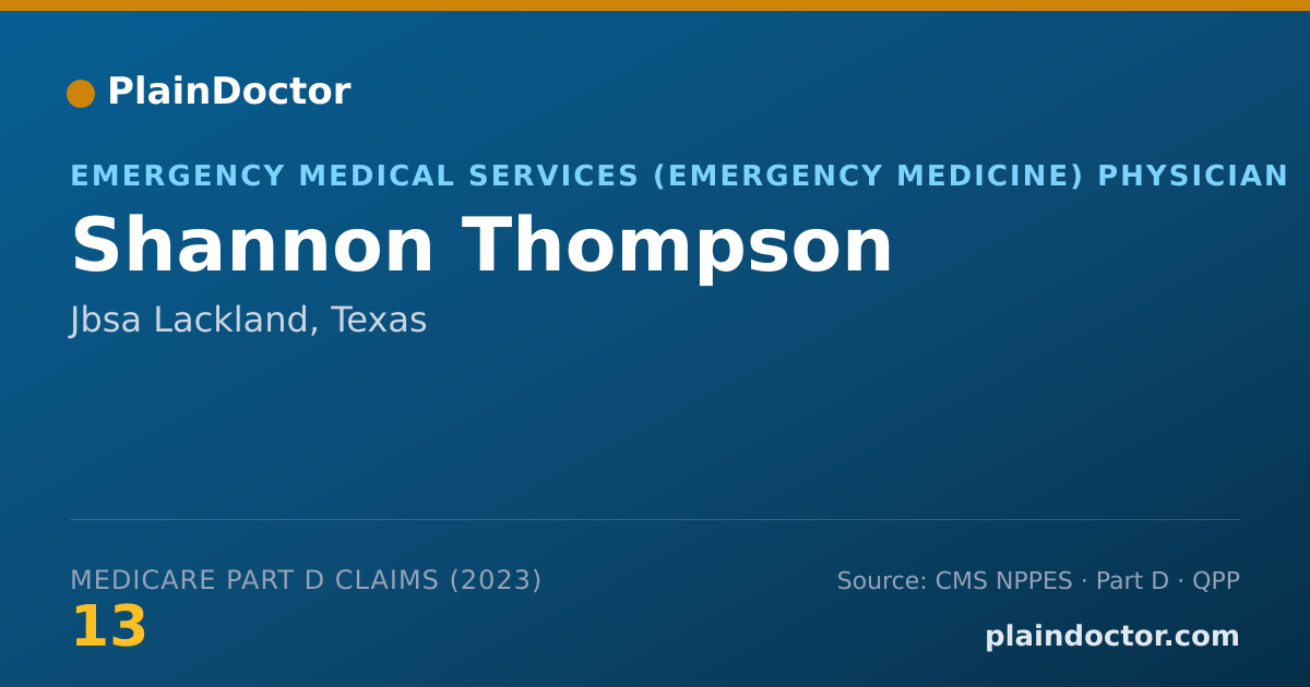 Shareable card for Shannon Thompson - Emergency Medical Services (Emergency Medicine) Physician, Jbsa Lackland, TX