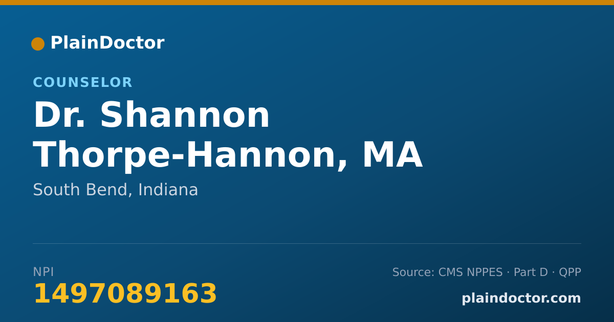 Shareable card for Shannon Thorpe-Hannon, MA - Counselor, South Bend, IN