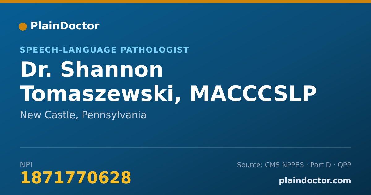 Shareable card for Shannon Tomaszewski, MACCCSLP - Speech-Language Pathologist, New Castle, PA