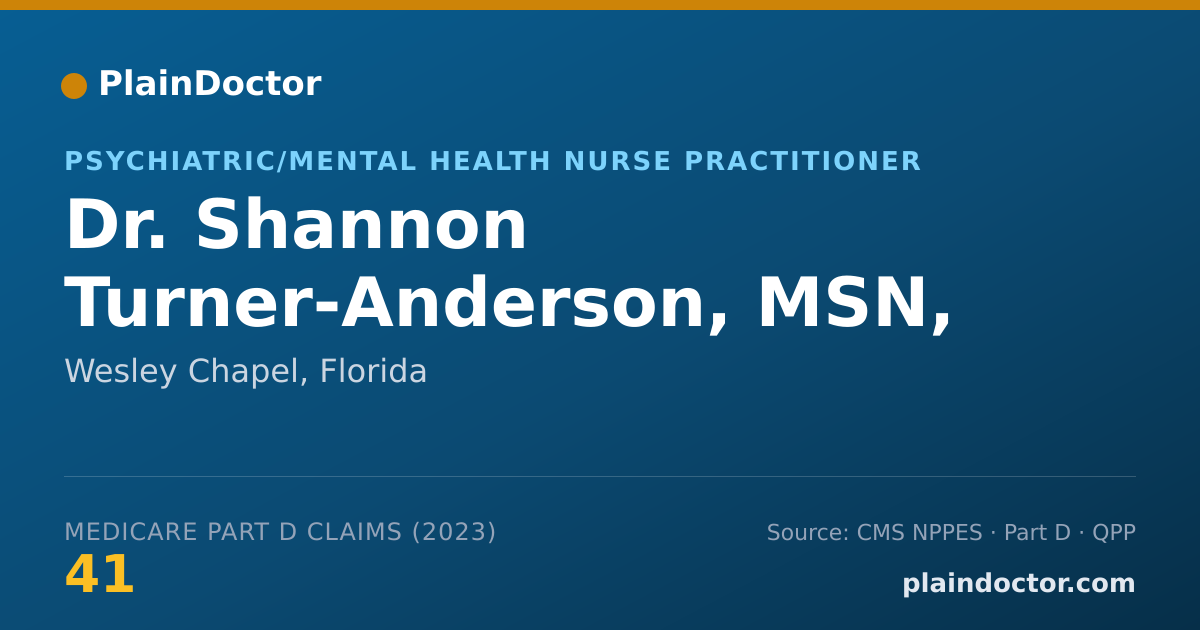 Shareable card for Shannon Turner-Anderson, MSN, APRN, PMHNP-BC - Psychiatric/Mental Health Nurse Practitioner, Wesley Chapel, FL