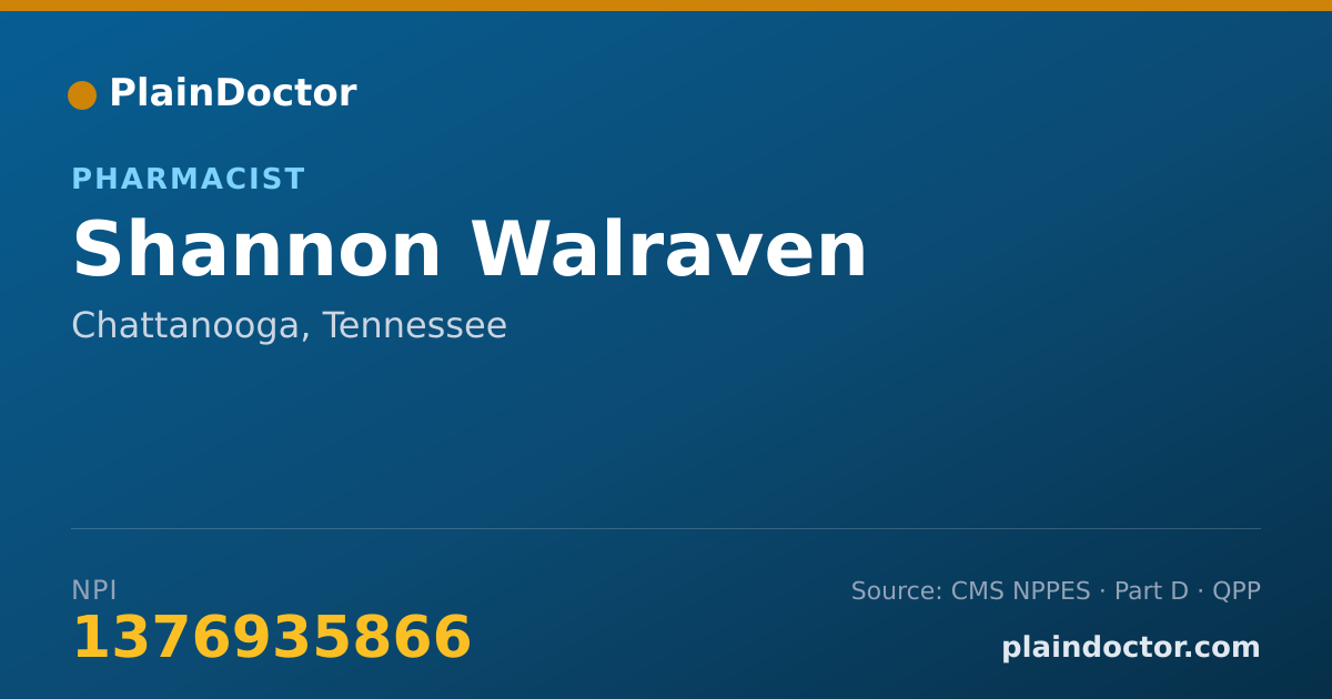 Shareable card for Shannon Walraven - Pharmacist, Chattanooga, TN
