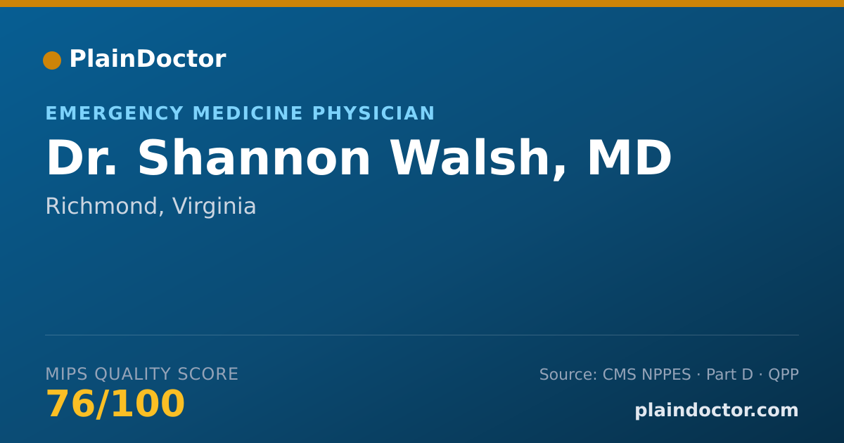 Shareable card for Shannon Walsh, MD - Emergency Medicine Physician, Richmond, VA