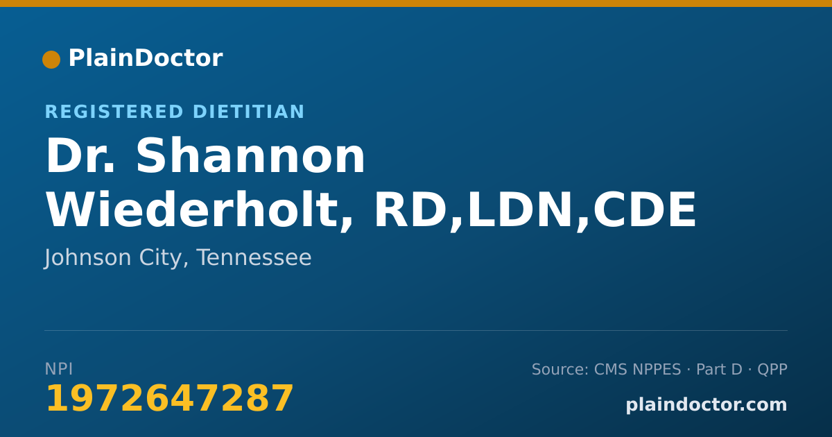 Shareable card for Shannon Wiederholt, RD,LDN,CDE - Registered Dietitian, Johnson City, TN