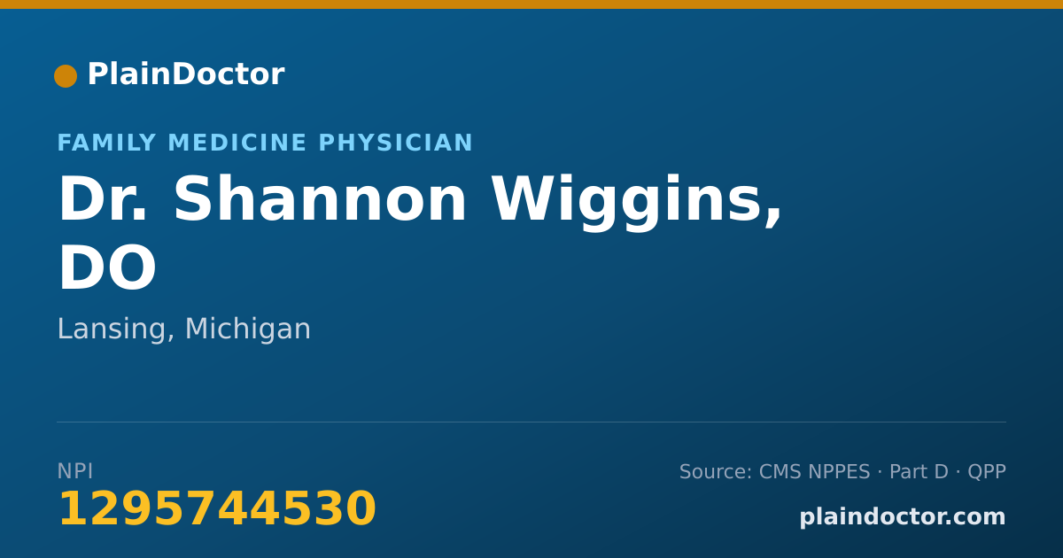 Shareable card for Shannon Wiggins, DO - Family Medicine Physician, Lansing, MI
