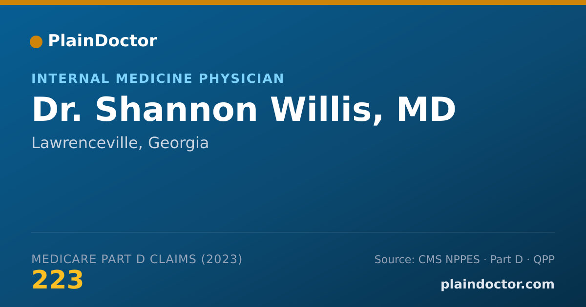 Shareable card for Shannon Willis, MD - Internal Medicine Physician, Lawrenceville, GA
