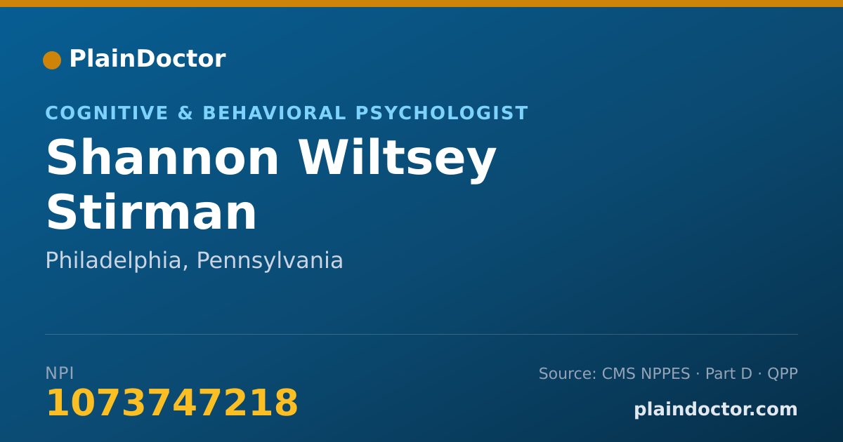 Shareable card for Shannon Wiltsey Stirman - Cognitive & Behavioral Psychologist, Philadelphia, PA