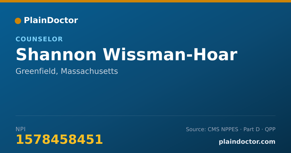 Shareable card for Shannon Wissman-Hoar - Counselor, Greenfield, MA