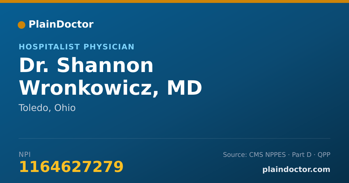 Shareable card for Shannon Wronkowicz, MD - Hospitalist Physician, Toledo, OH