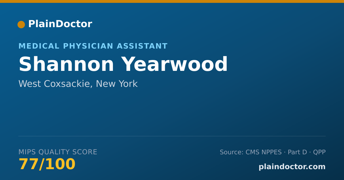 Shareable card for Shannon Yearwood - Medical Physician Assistant, West Coxsackie, NY