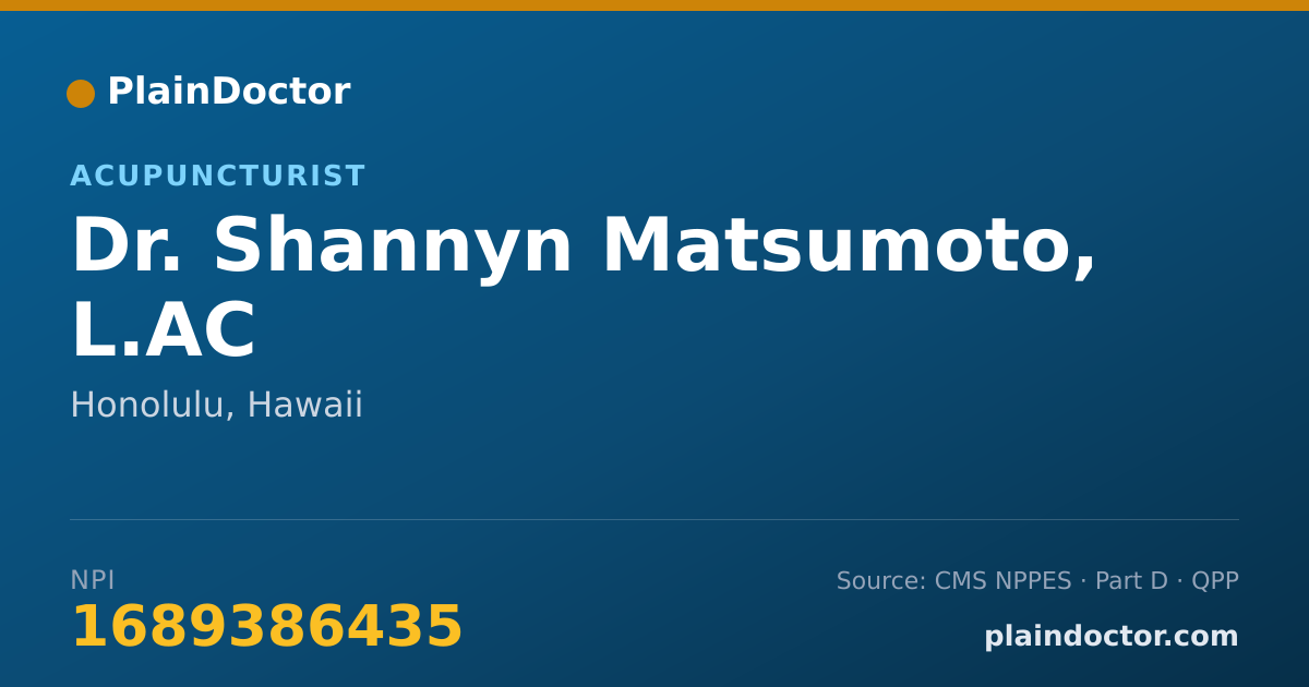 Shareable card for Shannyn Matsumoto, L.AC - Acupuncturist, Honolulu, HI