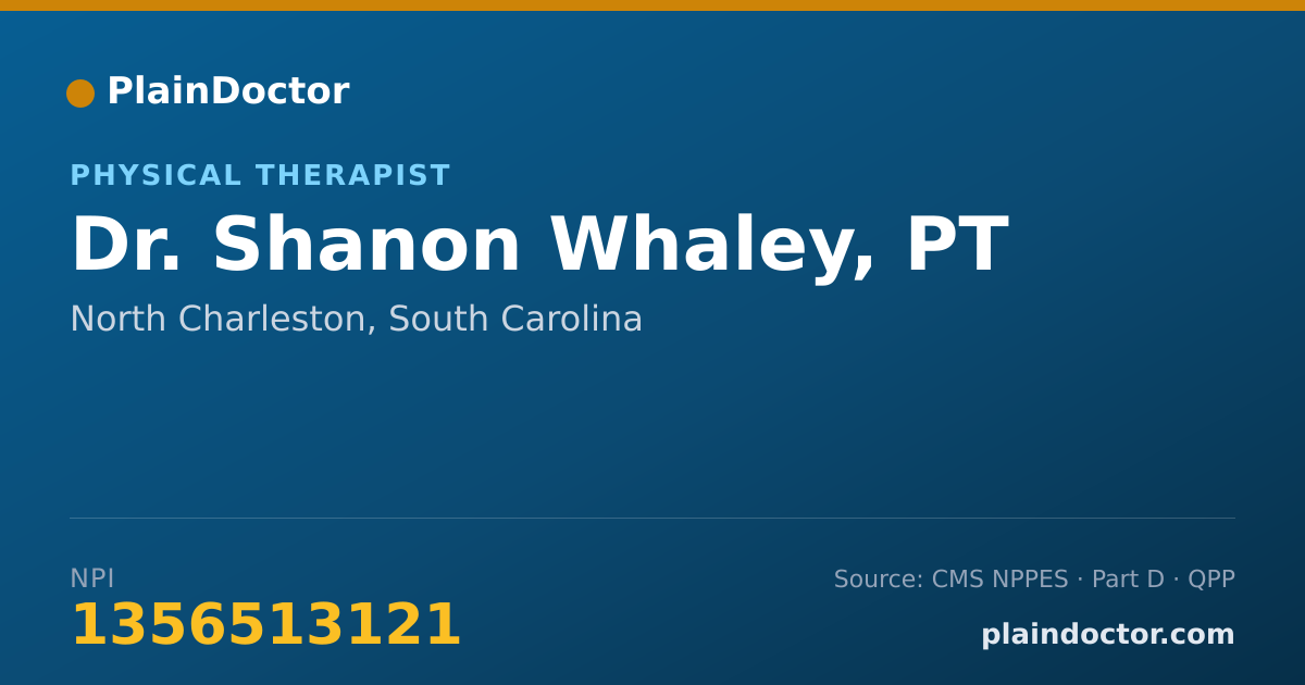 Shareable card for Shanon Whaley, PT - Physical Therapist, North Charleston, SC
