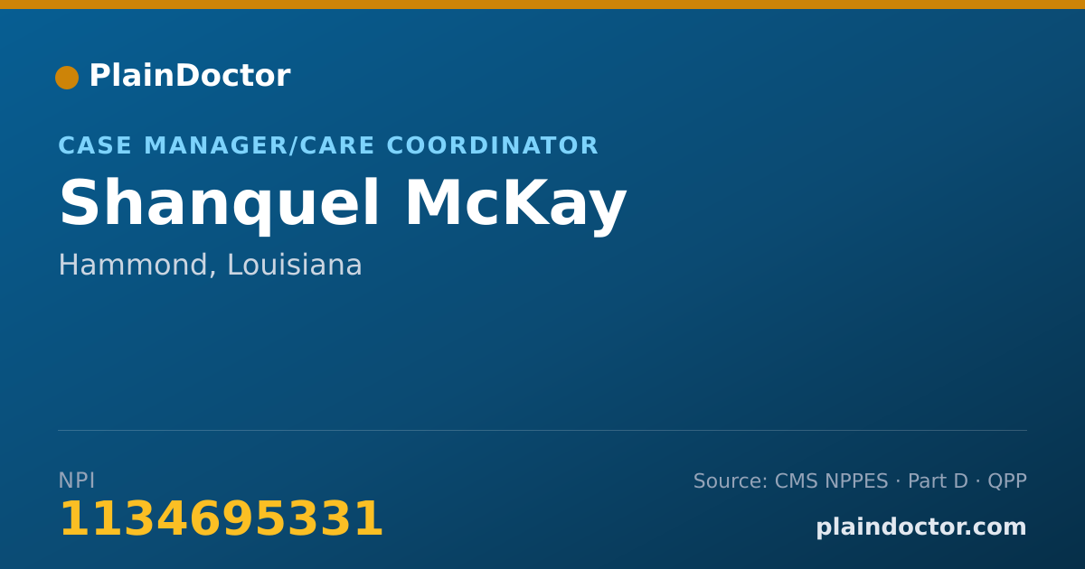 Shareable card for Shanquel McKay - Case Manager/Care Coordinator, Hammond, LA