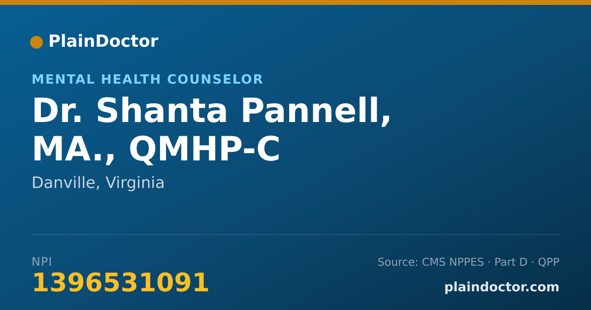 Shareable card for Shanta Pannell, MA., QMHP-C - Mental Health Counselor, Danville, VA